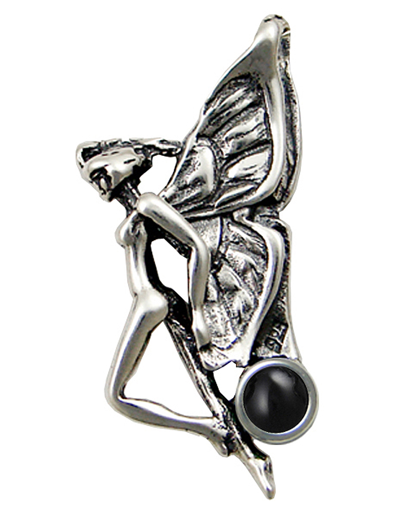 Sterling Silver Fairy of the Summer Sky Pendant With Black Onyx